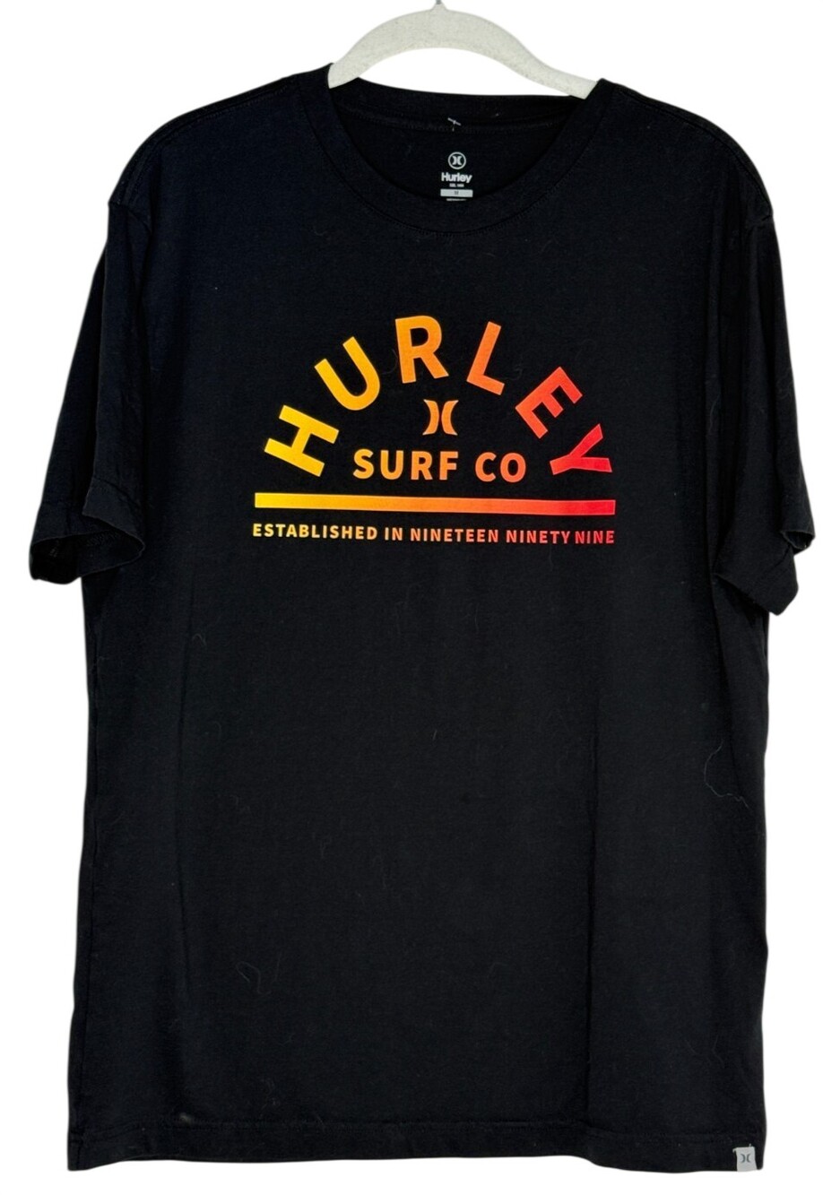 Hurley Shirt Adult Mens Medium Black Graphic Logo Spell Out Short Sleeve Cotton